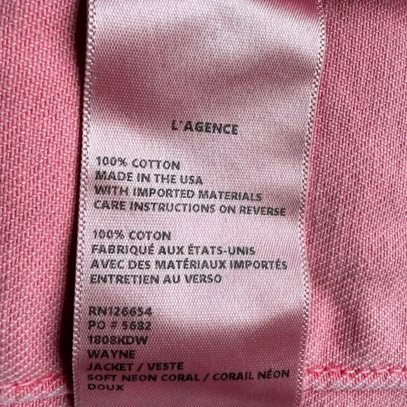 L'AGENCE Pink Frayed Blazer - Picture 4 of 5